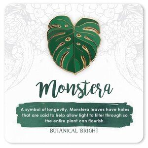 Monstera Leaf Enamel Pin - Gold Plated Brooch‎ - Nature & Plant Jewelry